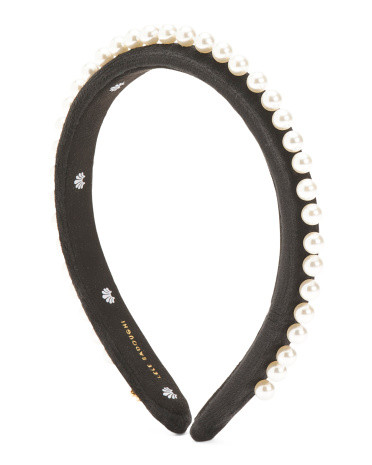 Pearl Embellished Velvet Gigi Headband | TJ Maxx