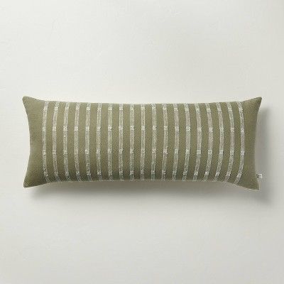 12"x30" Textured Rail Stripe Lumbar Throw Pillow Sage Green/Cream - Hearth & Hand™ with Magnoli... | Target