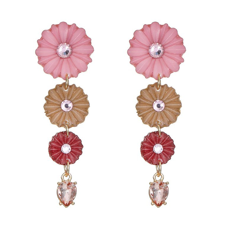 Time and Tru Women's Flower Motif Earrings, Pink | Walmart (US)