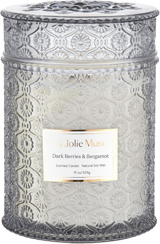LA JOLIE MUSE Dark Berries & Bergamot Scented Candles, Large Glass Jar Candle, Candle Gifts for W... | Amazon (US)