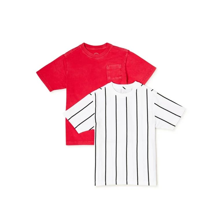 Wonder Nation Boys T-Shirt with Short Sleeves, Sizes 4-18 & Husky, 2-Pack | Walmart (US)