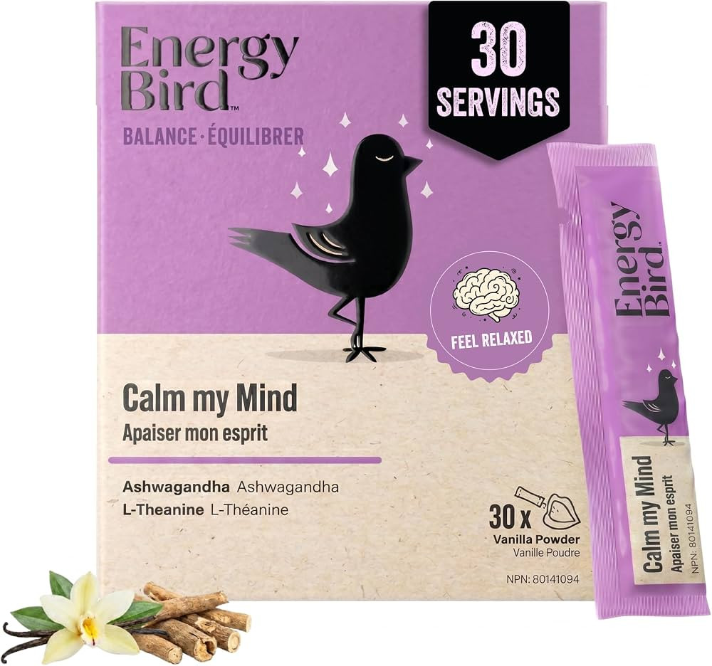 Calm My Mind Powder Sachets with L-Theanine, Ashwagandha, Support Stress and Brain Health, Daily Wellness Vegan Supplement, Vanilla Flavor (30 Easy to use Sachets) | Amazon (CA)