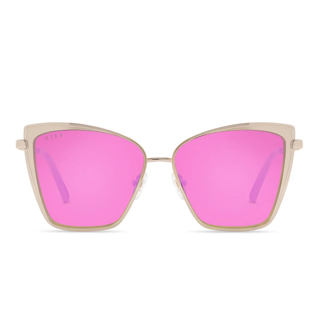 BECKY XS - ROSE GOLD + PINK MIRROR SUNGLASSES | DIFF Eyewear