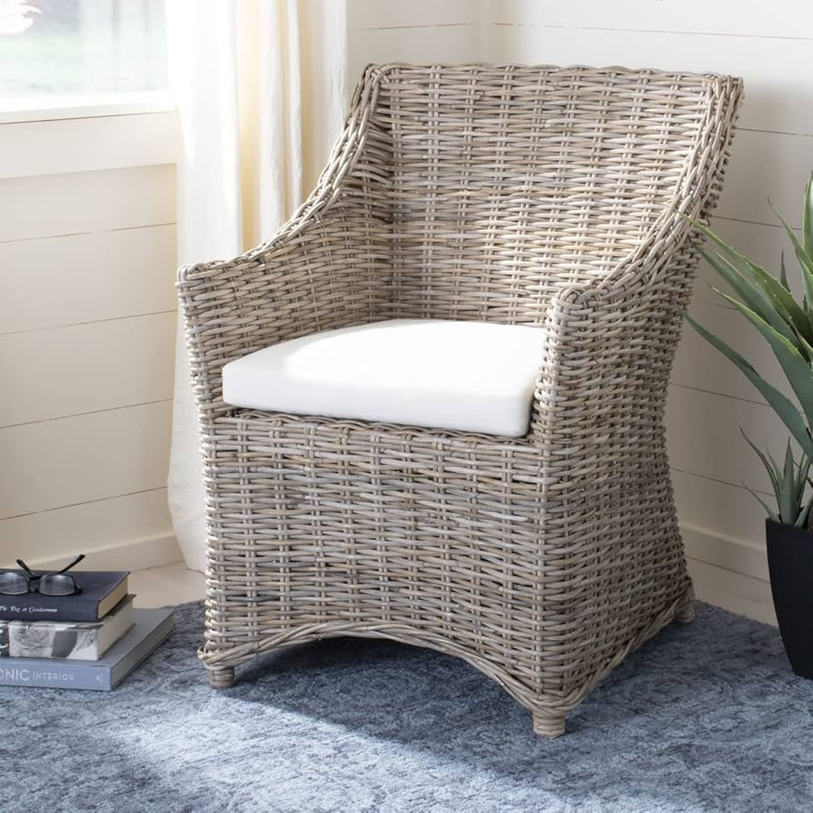 Safavieh Home Collection Ventura Brown and White Washed Arm Chair | Amazon (US)
