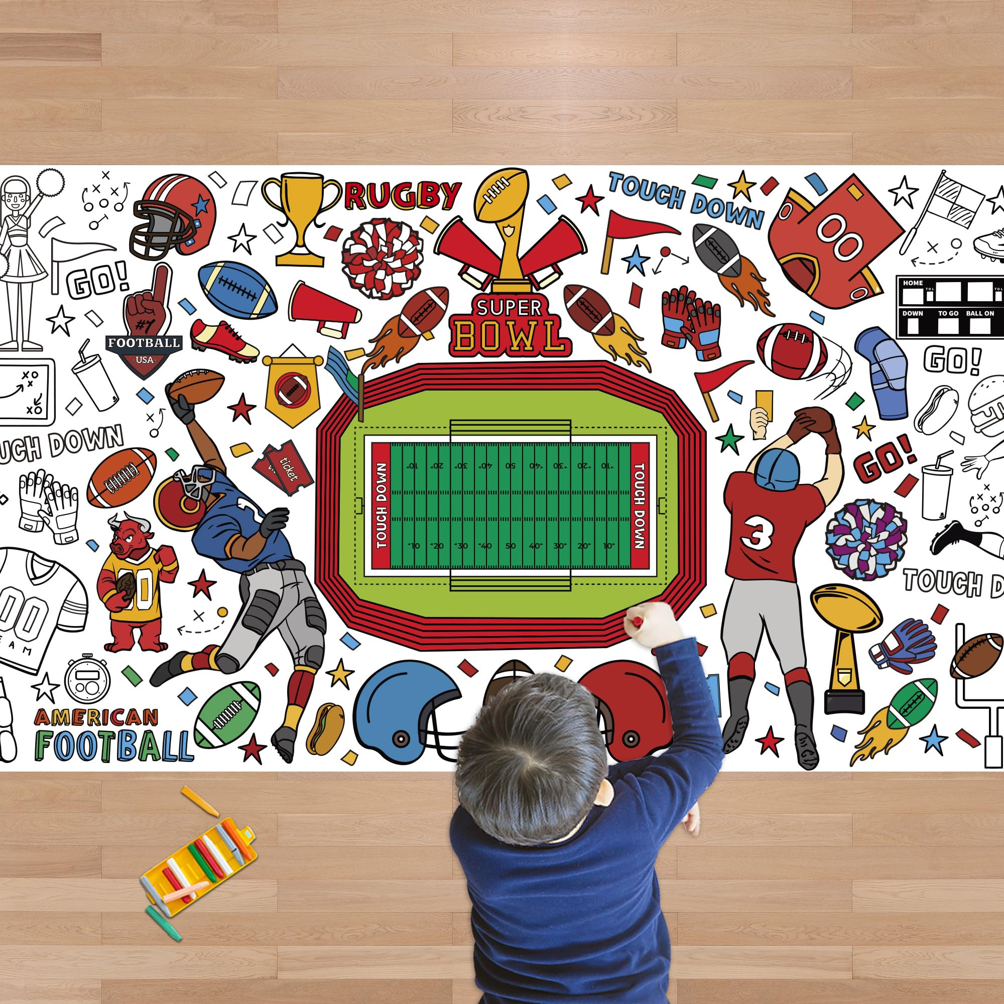 OHOME Football Giant Coloring Poster/Tablecloth - Superbowl Party Decorations 2025-30 x 72 Inches... | Amazon (US)