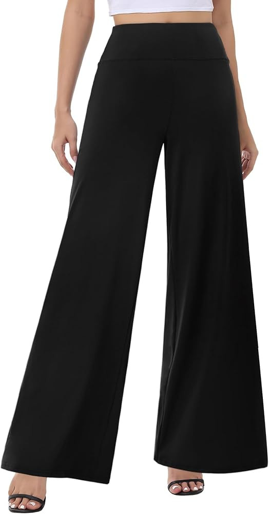 Wide Leg Palazzo Pants for Women - High Waist Casual Beach Lounge Pants Loose Dress Pants Stretch... | Amazon (US)