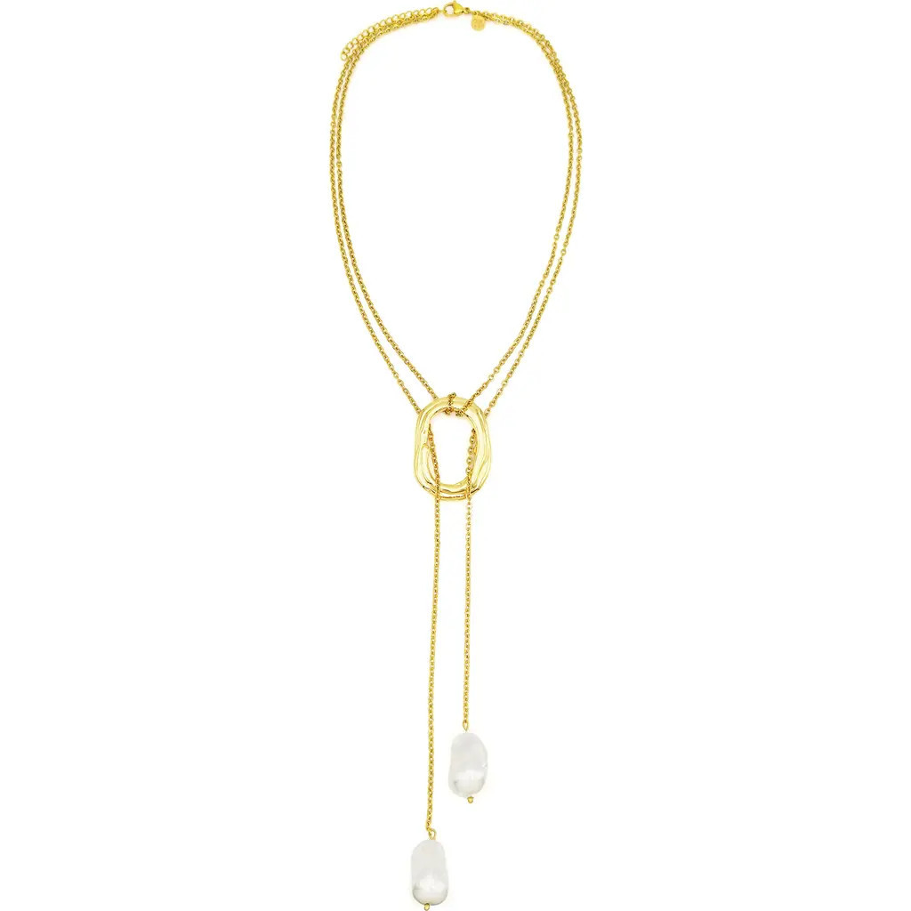 Petit Moments Solar Faux Pearl Y-Necklace in Gold at Nordstrom | Nordstrom