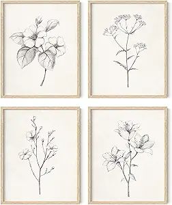 Haus and Hues Vintage Botanical Prints - Set of 4 Rustic Wall Art for Bedroom, Bathroom, Living R... | Amazon (US)