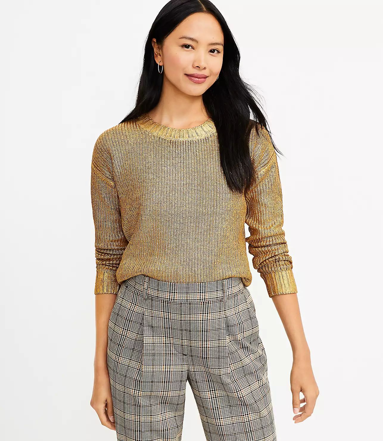 Shimmer Ribbed Sweater | LOFT