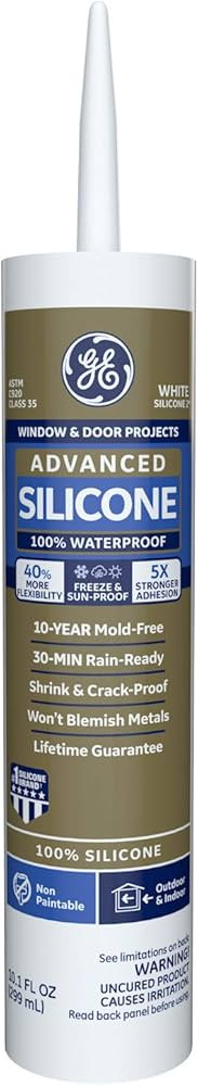 GE Sealants & Adhesives GE5010 Advanced Silicone 2 Window & Door Sealant, 10.1oz, White | Amazon (US)