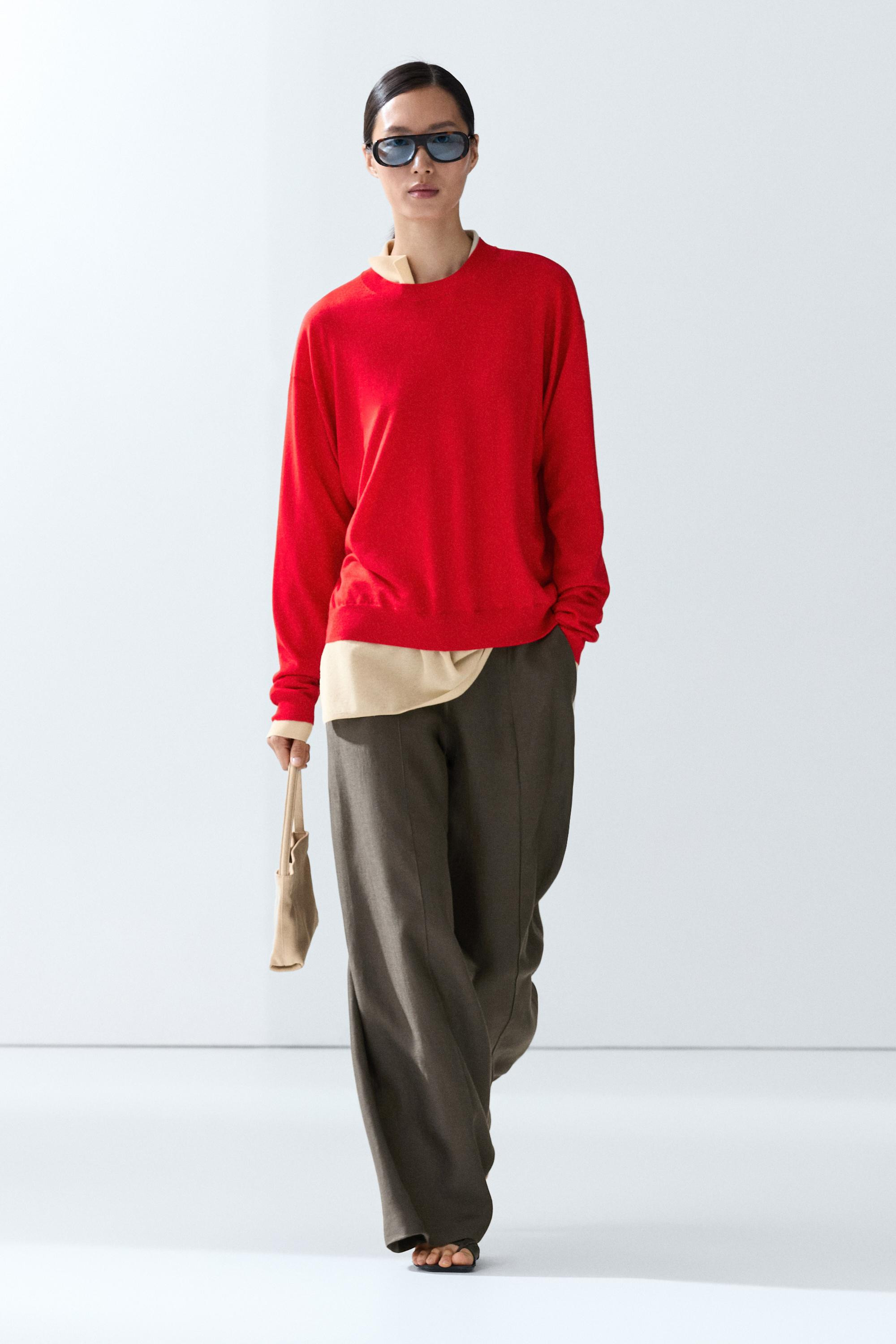 Fine knit round neck sweater | Massimo Dutti US