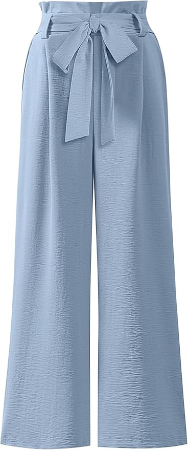 ANRABESS Womens Wide Leg Palazzo Pants Belted High Waisted Business Casual Flowy Long Trousers wi... | Amazon (US)
