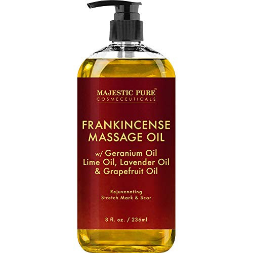 MAJESTIC PURE Frankincense Scar and Stretch Massage Oil for Massage Therapy- Invigorating, Refreshing, and Relaxing - Massage, Made with Natural Oils - for All Skin Types - Men and Women - 8 fl oz | Amazon (US)