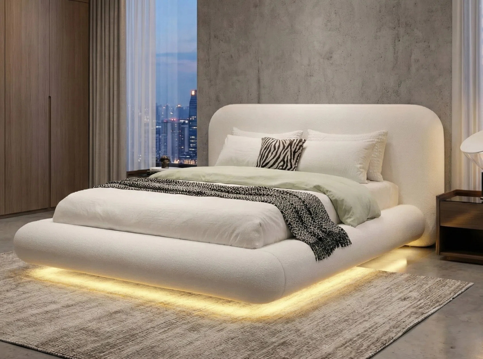 Modern Cloud-style Upholstered Platform Bed With Curved Headboard | Wayfair North America