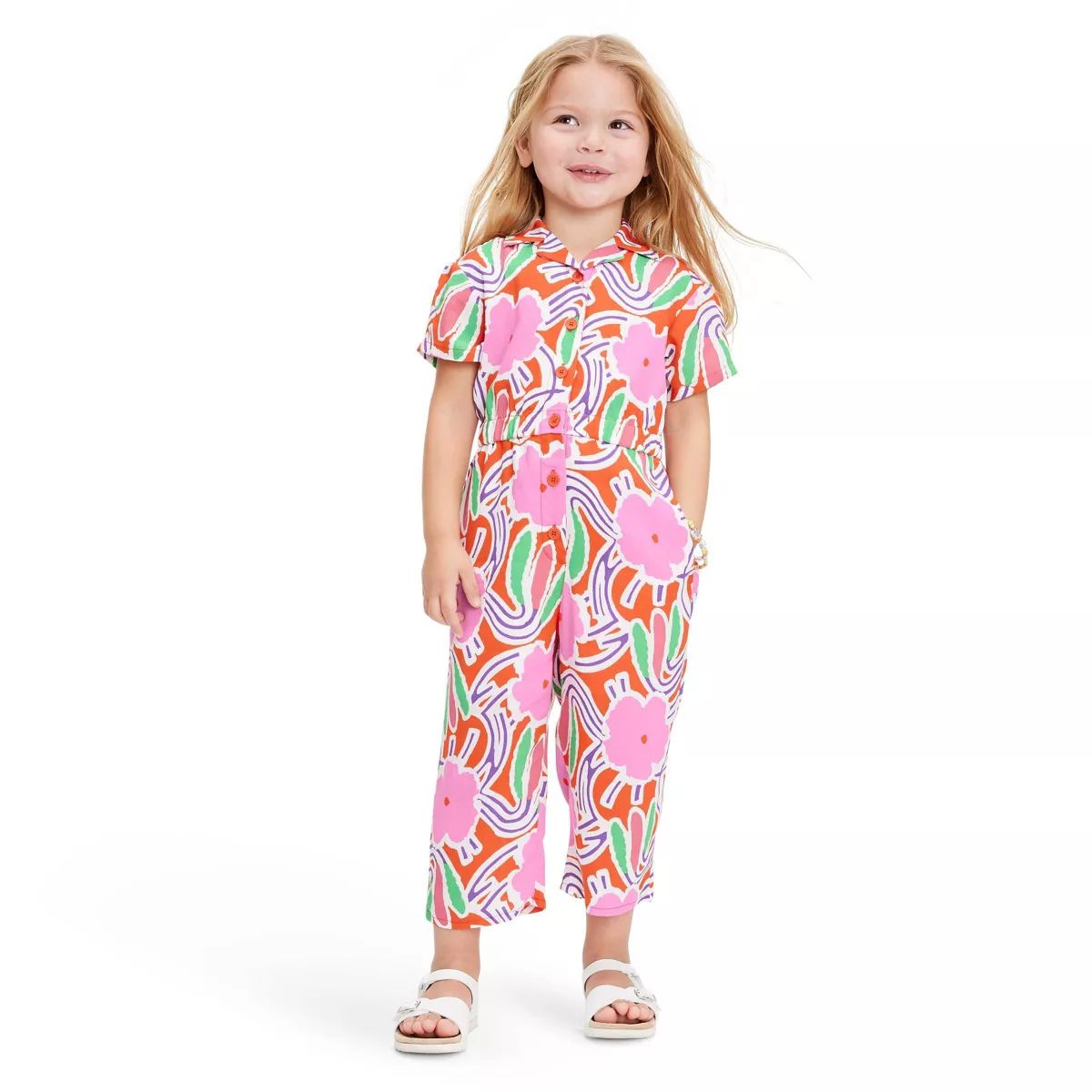 Toddler Short Sleeve Flower Groove Red Jumpsuit - DVF for Target | Target