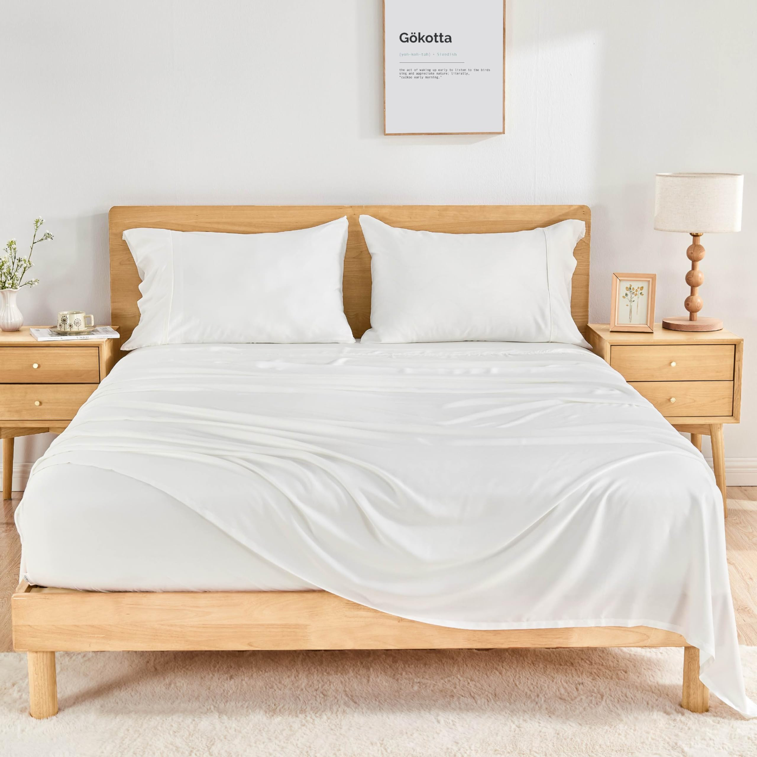 GOKOTTA King Size Sheets Set 4 Pcs,100% Rayon Derived from Bamboo,Cooling Sheets King Size for Ho... | Amazon (US)