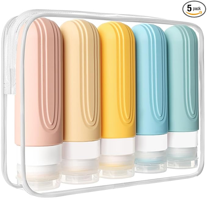 Travel Bottles for Toiletries, 5 Pack TSA Approved Travel Size Containers, 3oz Leak Proof Refilla... | Amazon (US)