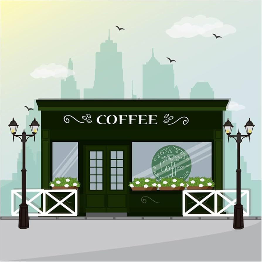 CSFOTO 5x5ft Coffee Shop Backdrop Starbucks Party Decorations Green Coffee Bar Banner Wallpaper f... | Amazon (US)