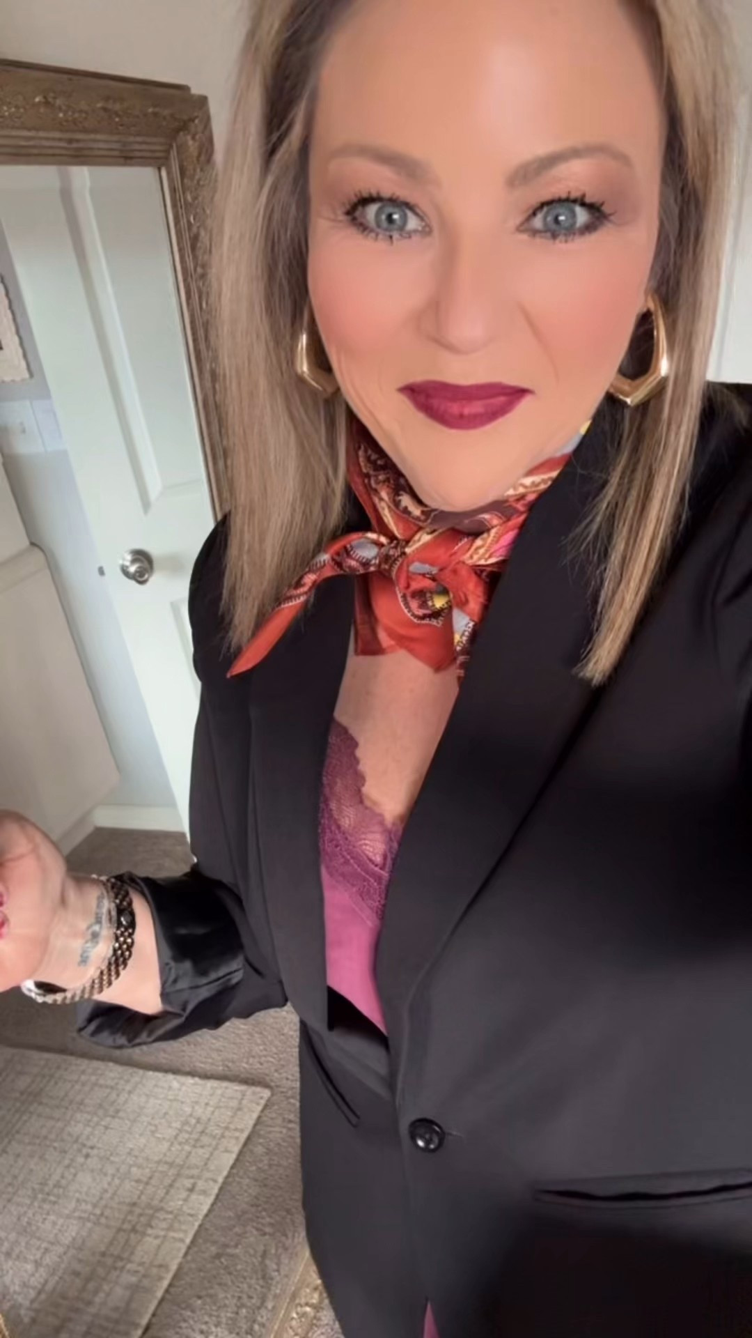 Neck scarf coming in around the $10 mark! This one has such gorgeous colors and was such a beautiful, affordable addition to my silk neck scarf collection! 

#LTKOver40 #LTKWorkwear #LTKSaleAlert