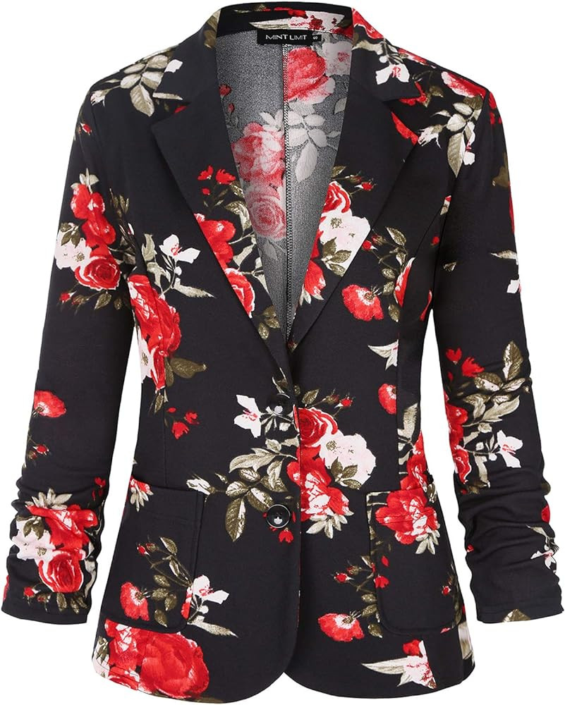 Unifizz Womens Casual Work Office Blazer Button Front Blazers Ruched 3/4 Sleeve Jacket Cardigan S... | Amazon (US)