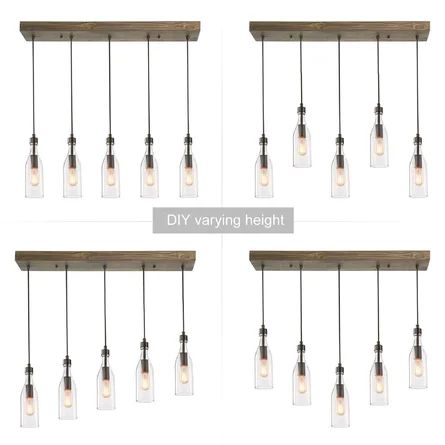 Beachcrest Home Temescal 5 - Light Kitchen Island Linear Pendant with Wood Accents | Wayfair North America