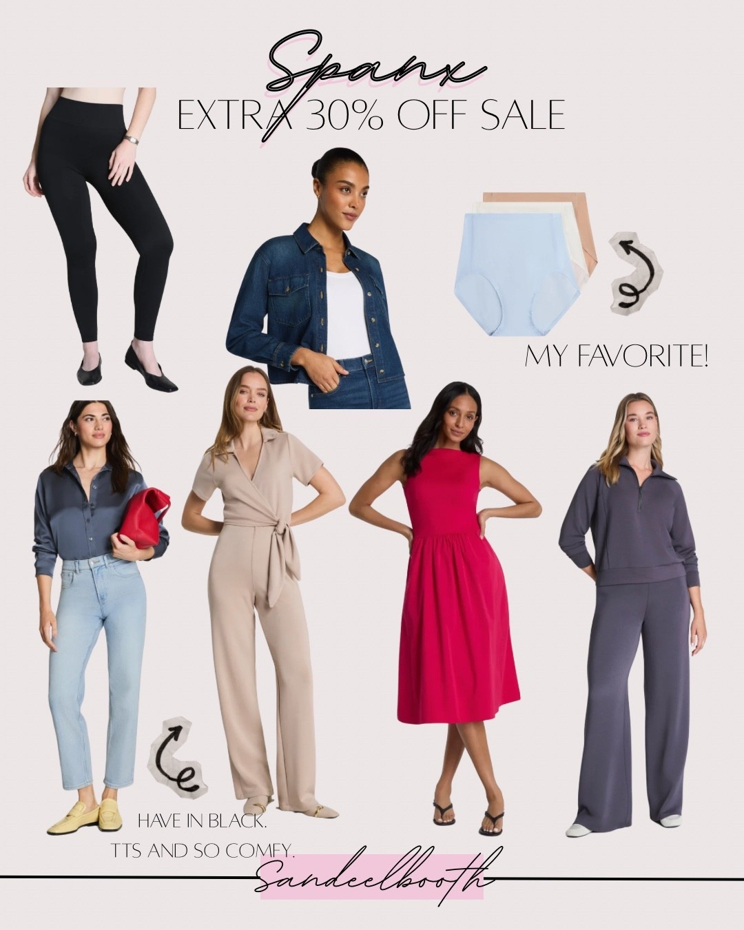 The ✨SPANX EXTRA 30% OFF SALE✨ ends tonight! Some of my favorite denim, the only underwear I actually like, and the comfiest jumpsuit are all the most affordable prices I’ve ever seen.