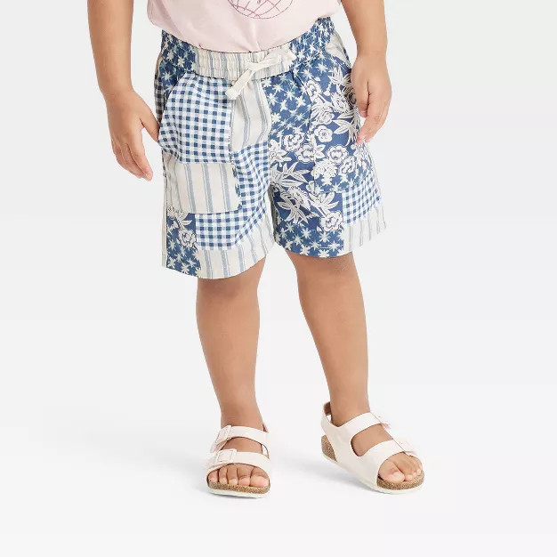 Toddler Patchwork Pull-On Shorts - Cat & Jack™ Blue | Target