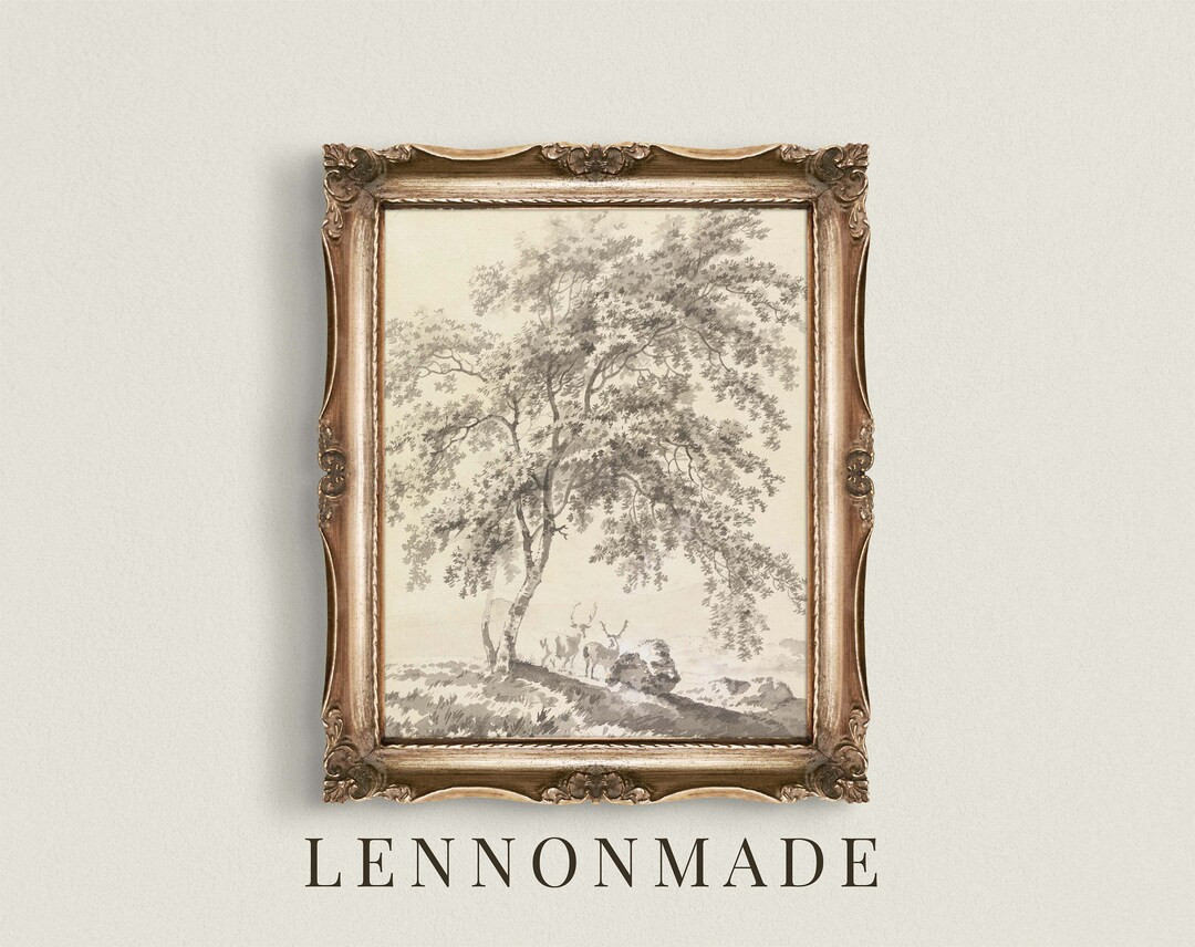 Vintage Tree Print  Neutral Landscape Print  Printable  - Etsy | Etsy (US)
