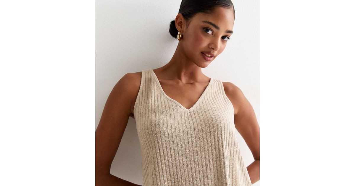 Stone Ribbed Fine Knit V Neck Vest
						
						Add to Saved Items
						Remove from Saved Items | New Look (UK)