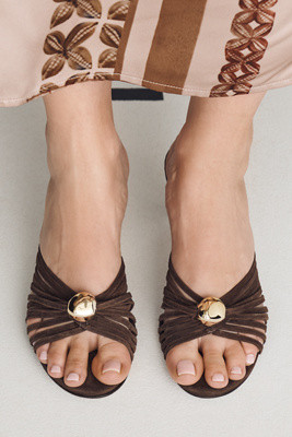 Strappy Metallic Kitten Heel Sandals | Anthropologie (US)