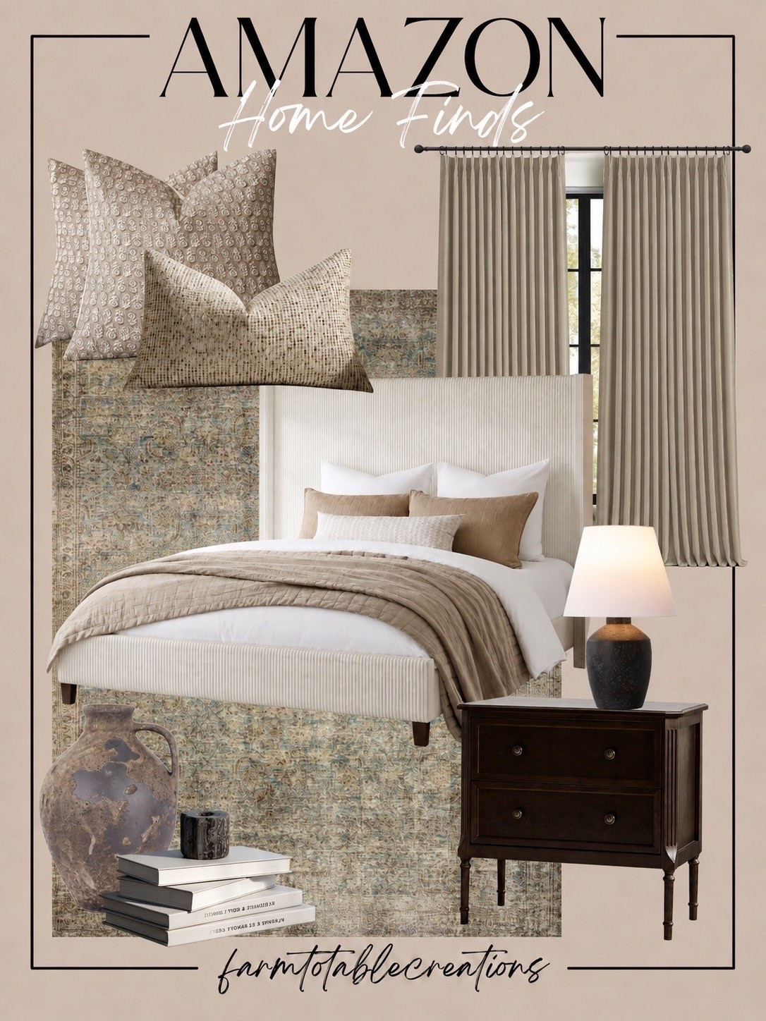 Amazon Bedroom Finds You’ll Love

Follow @farmtotablecreations on Instagram for more home finds and styling inspiration.

Create a cozy, layered bedroom with timeless pieces that look far more expensive than they are. This collection features a beautiful upholstered bed, rich wood nightstand, textured pillows, neutral curtains, a vintage-inspired rug, and the perfect finishing touches to bring warmth and character to your space.

Whether you’re refreshing your primary bedroom or styling a guest room, these Amazon finds make it easy to achieve that elevated, designer-inspired look without overspending.

#amazonhome #bedroomdecor #bedroomideas #neutralhome #cozyhome #homedecor #interiordesign #amazonfinds #area rug #throwpillows #curtains #nightstand #bedframe #tablelamp #vase

#LTKHome #LTKSaleAlert
