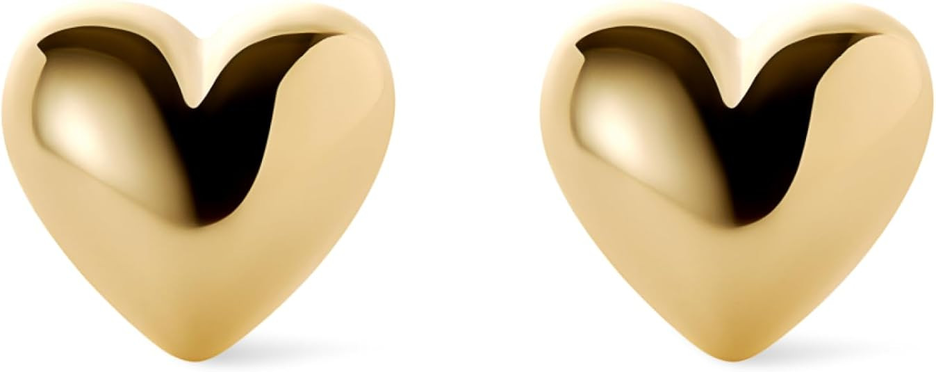 Ana Luisa Gold Lev Heart Stud Earrings - 14K Gold Plated Heart Stud Earrings for Women - Hypoalle... | Amazon (US)
