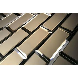 ABOLOS Hollywood Regency Frosted Gold Beveled Subway 3 in. x 6 in. Glass Mirror Decorative Tile (1 s | The Home Depot