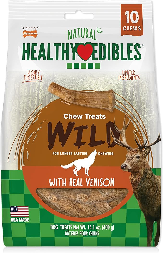 Nylabone Healthy Edibles WILD Antler Natural Long Lasting Venison Flavor Dog Chew Treats Medium/W... | Amazon (US)