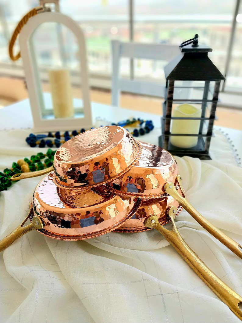 Copper Frying Pan,handcrafted Copper Omelette Pan,kitchen Vintage Decor,real Copper With Brass Ha... | Etsy (US)