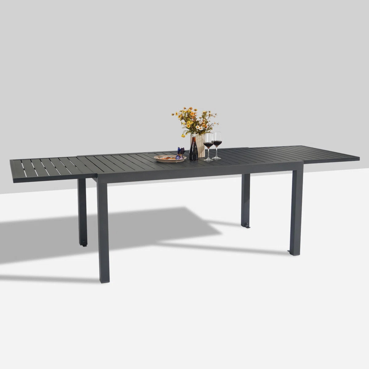 Chrishay 106.3" L Expandable Aluminum Rectangular Outdoor Dining Table | Wayfair North America