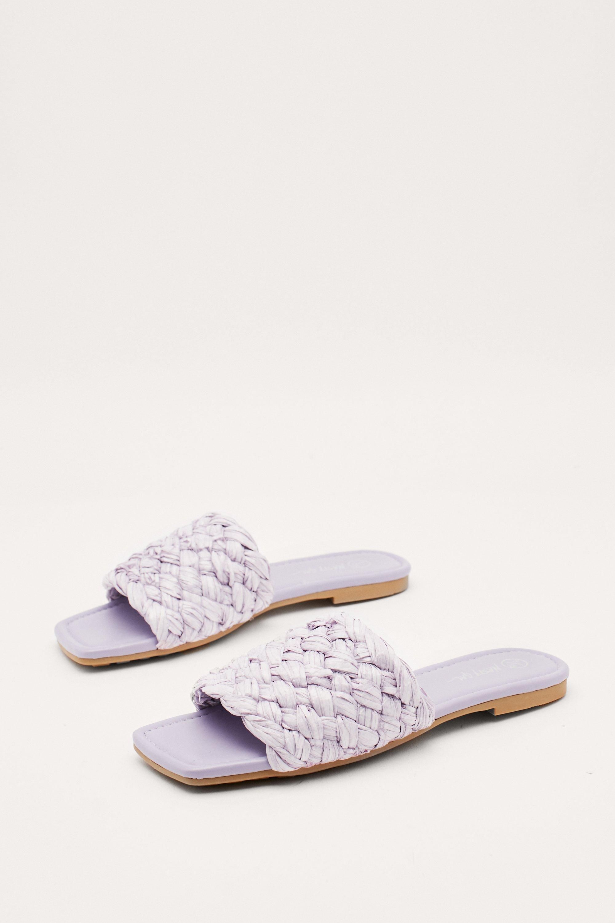 Raffia Square Toe Flat Sandals | NastyGal (UK, IE)
