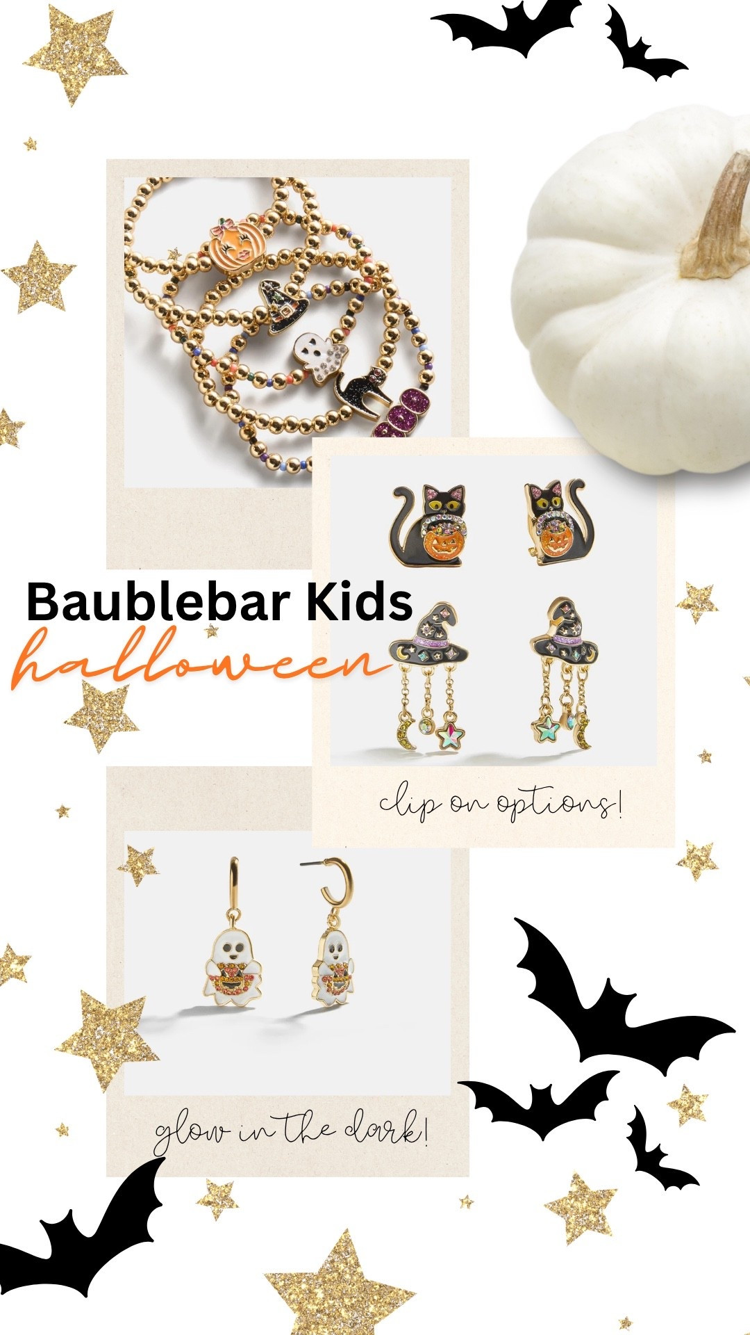 Halloween jewels for minis! This collection sells out every year! (Glow in the dark and clip on earring options!)

#halloween #halloweenkids #baublebar #halloweenaccessory

#LTKmomlife #LTKSeasonal #LTKKids