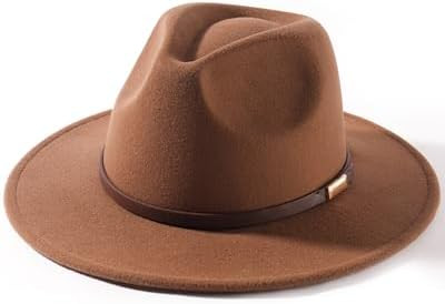 FURTALK Fedora Hats for Men Women Wide Brim Felt Panama Dress Hat with Belt Buckle Adjustable Siz... | Amazon (US)