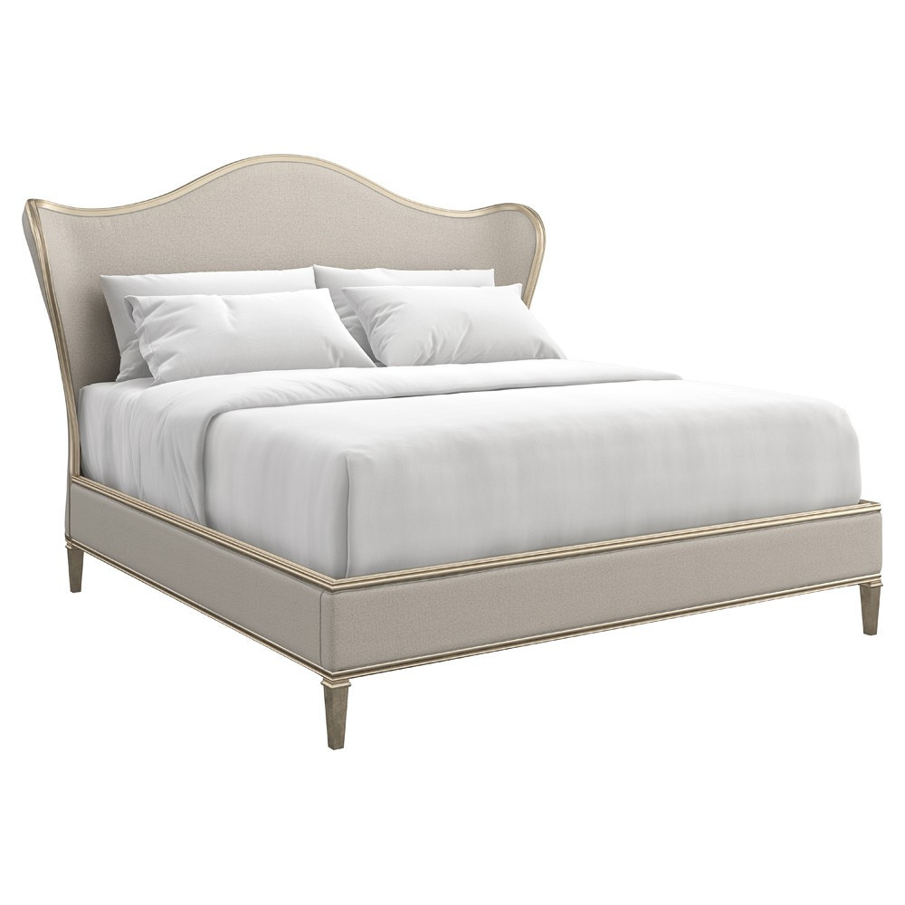 Brooke French Country Beige Performance Wood Bed - King | Kathy Kuo Home