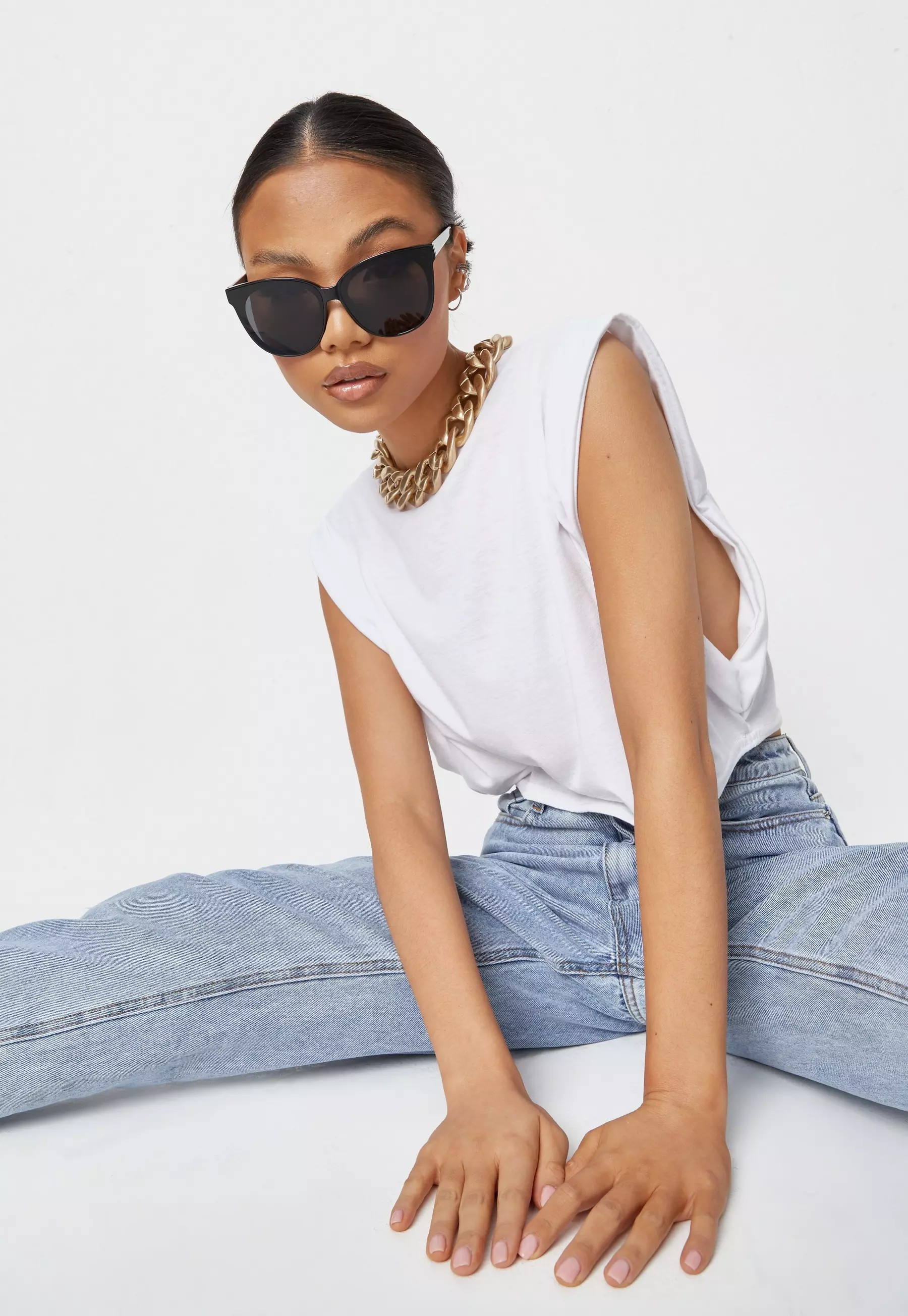 Missguided - Recycled Black Preppy Round Sunglasses | Missguided (US & CA)