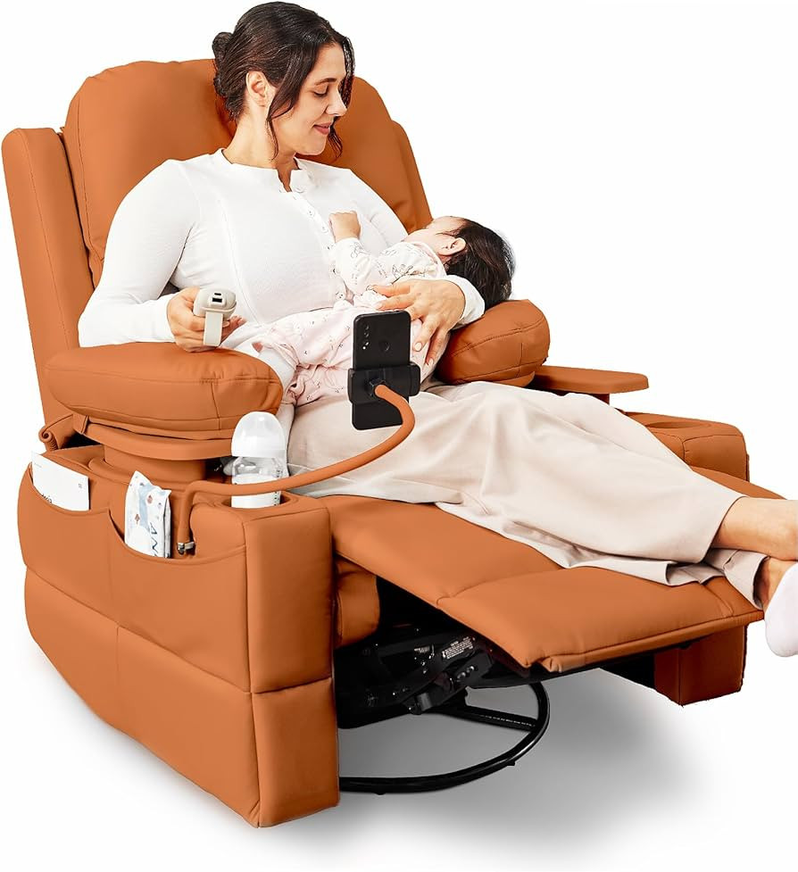 Rocking Chair Nursery with Adjustable Armrests, Electric Glider Recliner Nursery Chair for Breast... | Amazon (US)