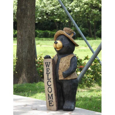 Bear Standing with Welcome Sign Statue | Wayfair North America