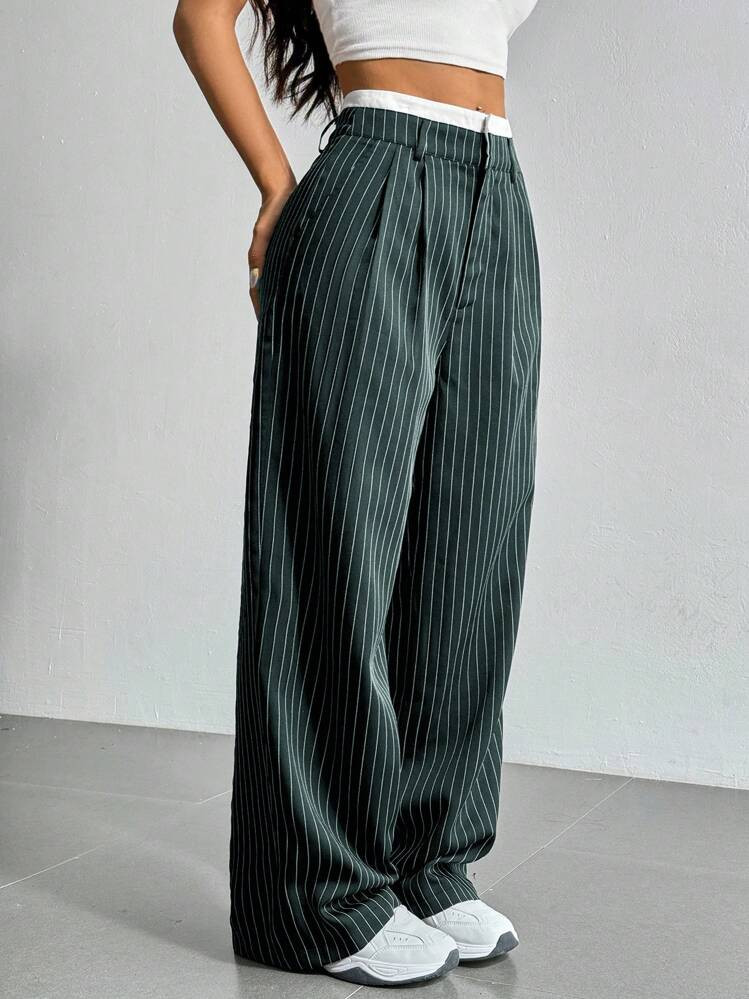 Stripped Pants Green | SHEIN