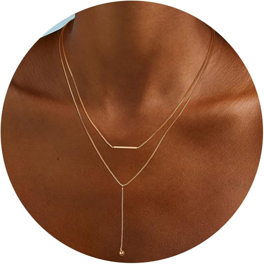 Foxgirl Lariat Gold Necklace for Women, Dainty Long Necklace 14k Gold Plated/Silver Y-Shaped Pend... | Amazon (US)