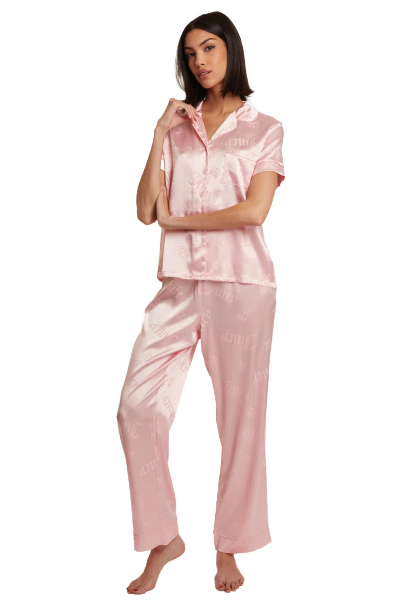 Satin Short Sleeve Notch Collar PJ Set | Juicy Couture