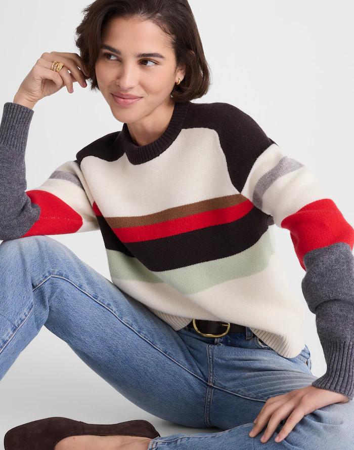 Raglan-Sleeve Sweater in Colorblock Merino Wool | Madewell