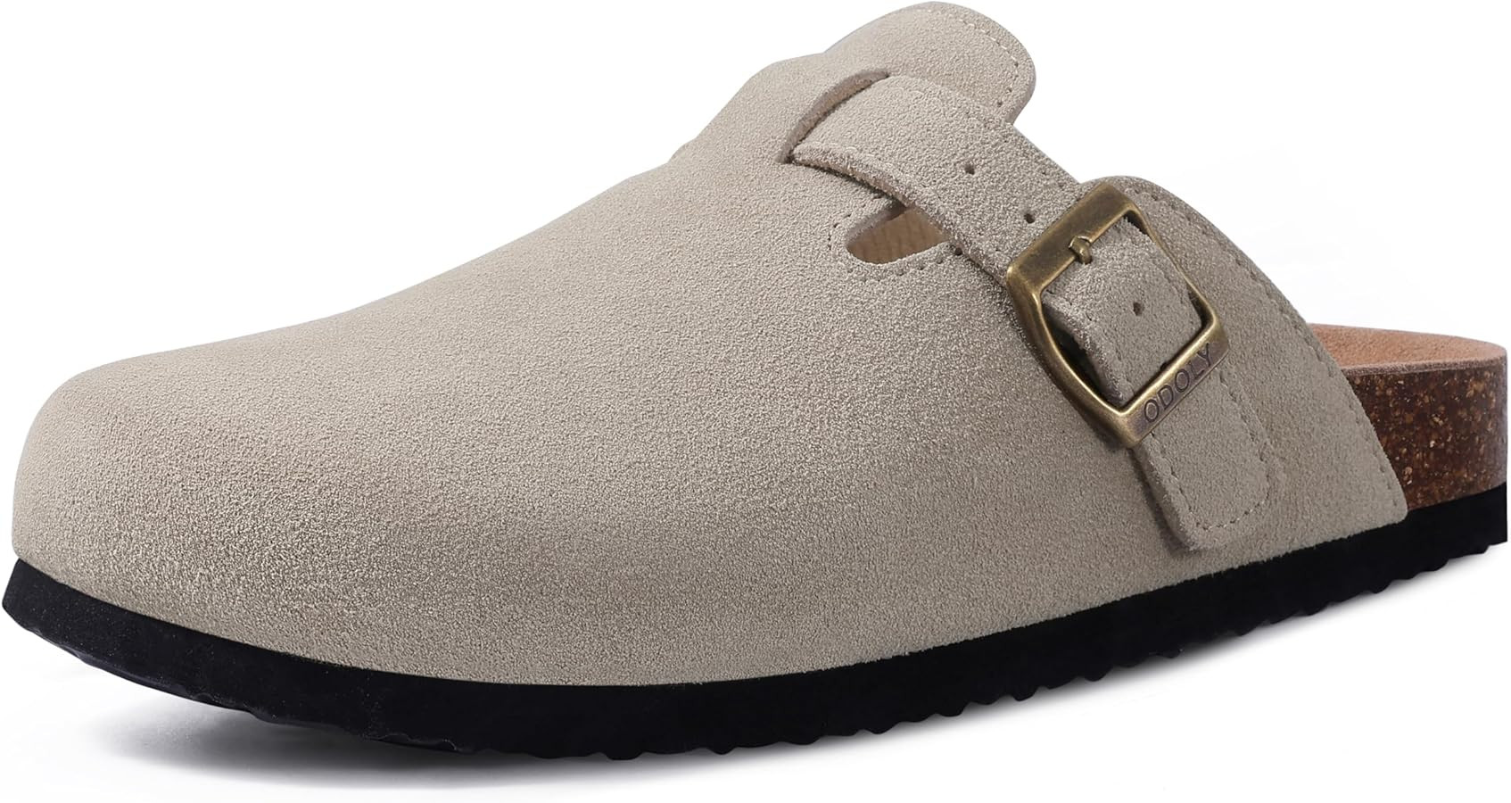 Women's Suede Clogs Soft Cork Footbed Leather Mules Comfort Potato Shoes with Arch Support | Amazon (US)