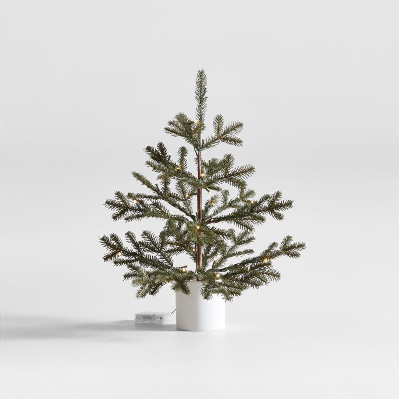 Faux Potted Pine Pre-Lit LED Christmas Tree with White Lights 2' + Reviews | Crate & Barrel | Crate & Barrel