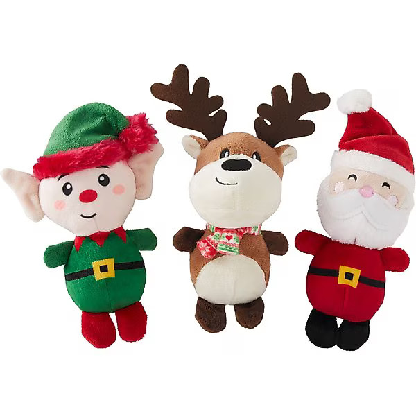 Frisco Holiday Santa's Helpers Plush Squeaky Dog Toy, 3 count, X-Small/Small | Chewy.com